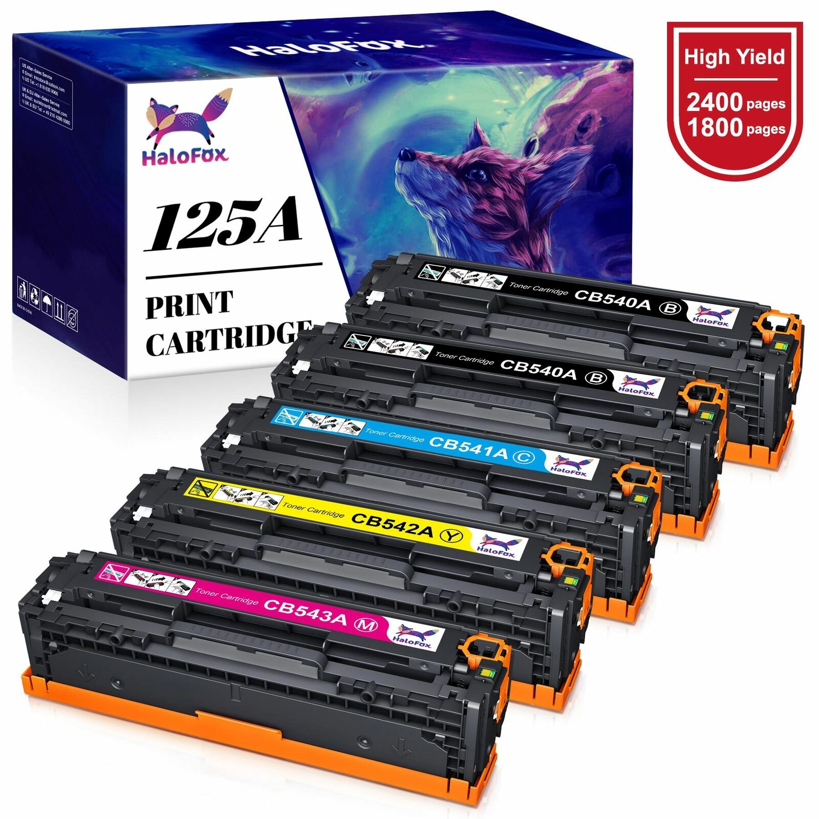 5PK Toner Cartridge CB540A 125A Color Set For HP Laserjet CP1210 CP1518 CP1515 n