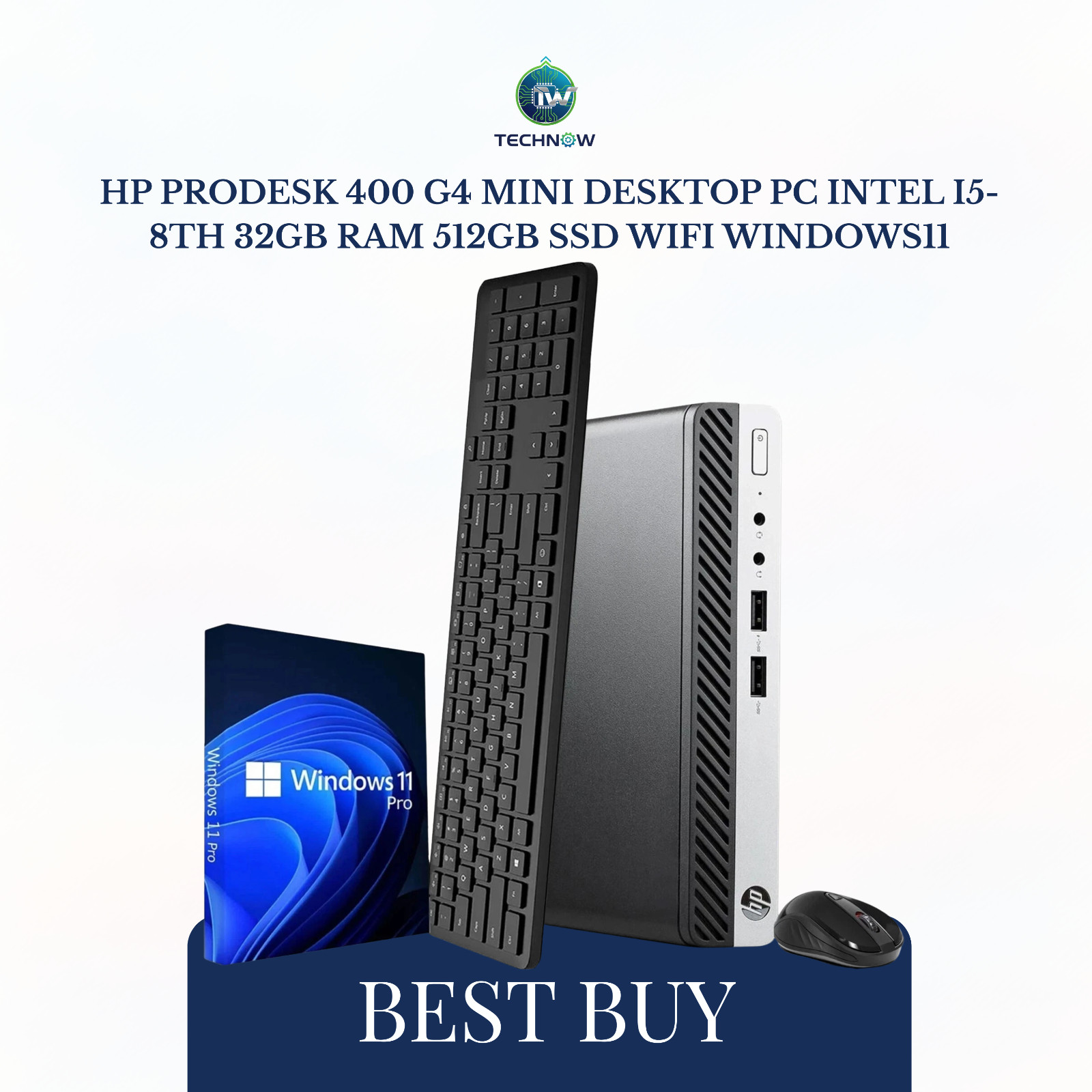 HP ProDesk 400 G4 Mini Desktop PC Intel i5-8th 32GB Ram 512GB SSD WiFi Windows11