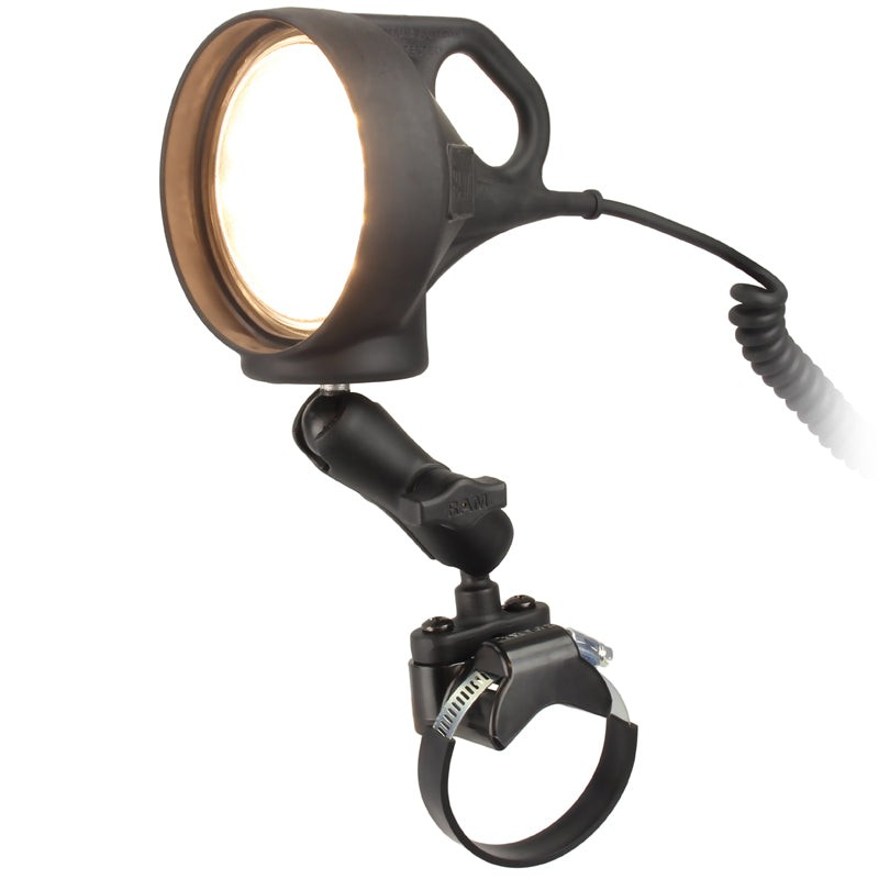RAM-B-152-231Z-2  RAM ATV/UTV Rail Mount with LED Spotlight...