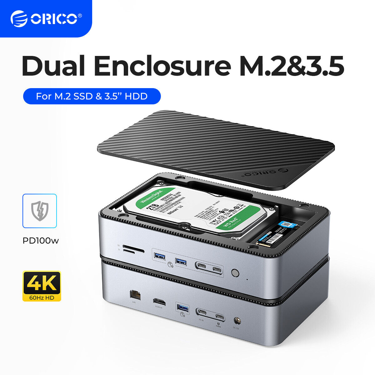ORICO 10 in 1 Docking Station & M.2 NVMe Enclosure 2.5/3.5 inch Drive Enclosure