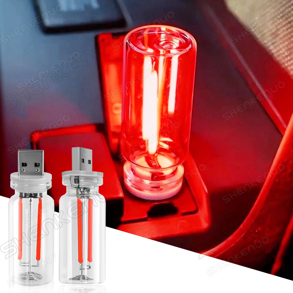 2PCS Car USB Night Lights Touch Dimmable Vehicle Interior Ambient Lamp Portable