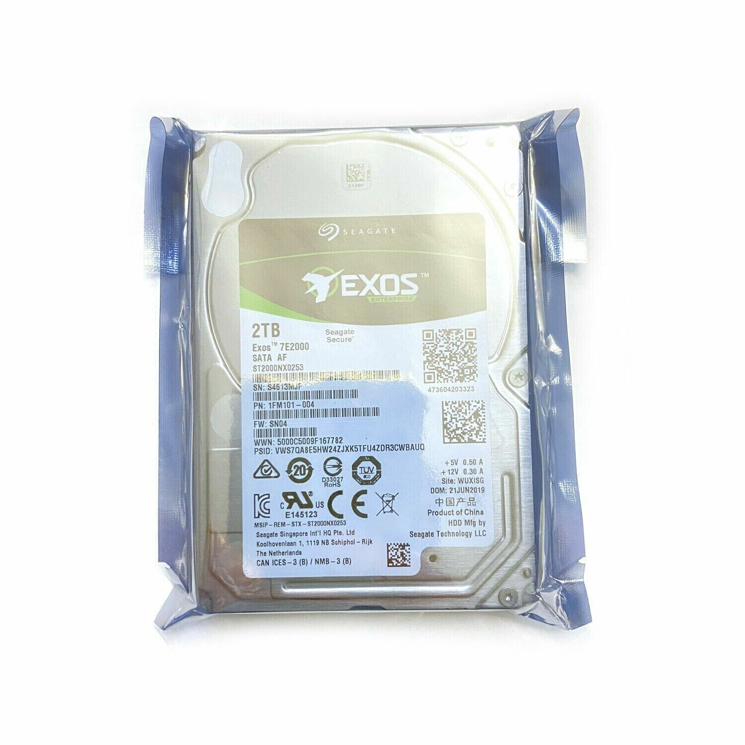 全新 适用于 Seagate ST2000NX0253 Exos 7E2000 2TB SATA 6Gb/s 7200 RPM 2.5” 硬盘-
