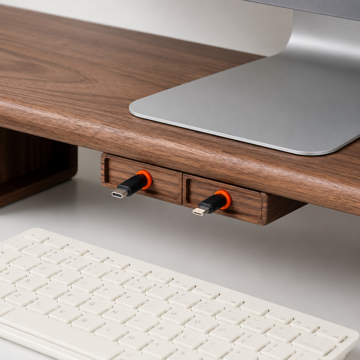 2PCS Retractable Charging Cable Organizer | USB-C & iPhone Lightning Under Desk