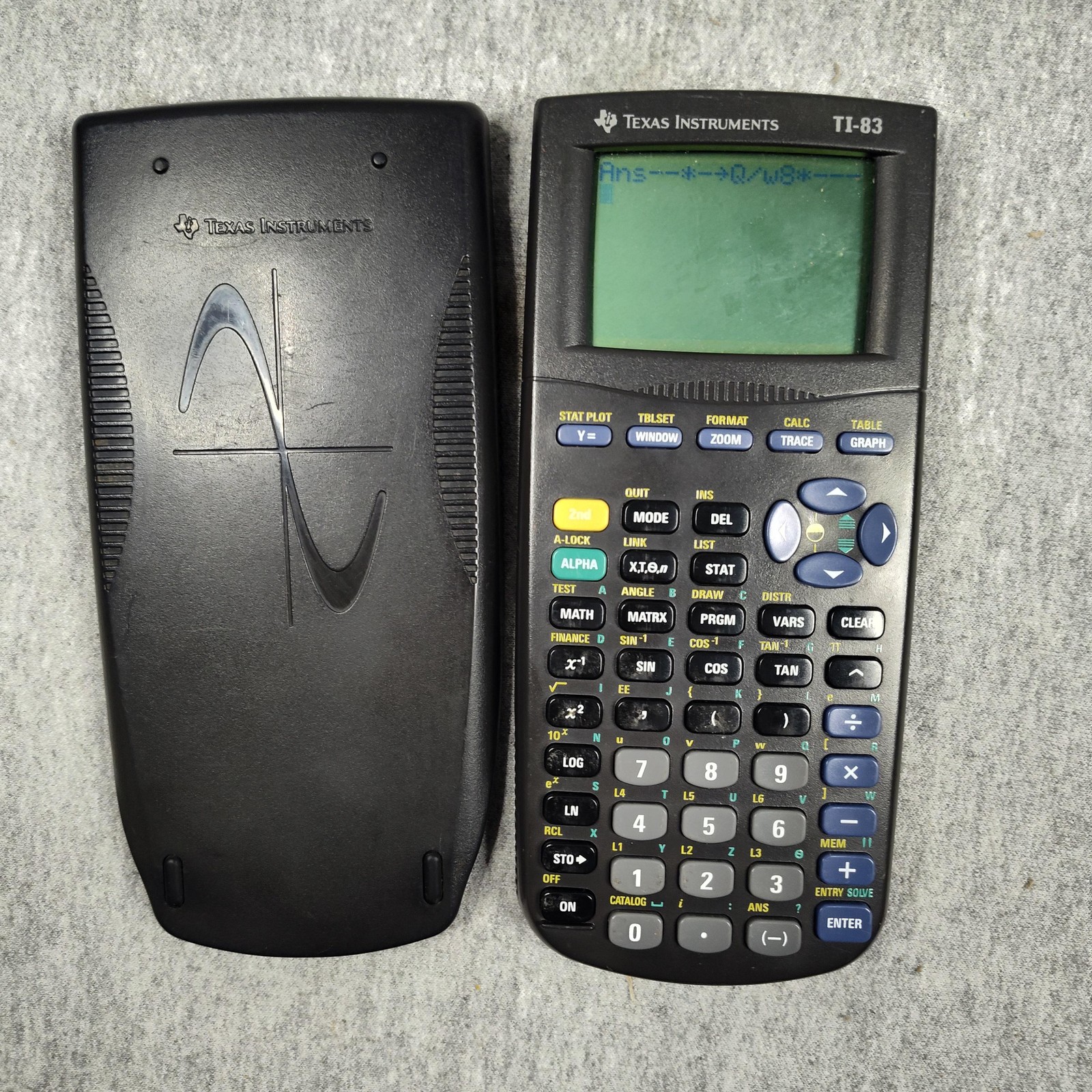 Vintage Texas Instruments TI-83 Graphing Calculator Tested Works with Cover Math