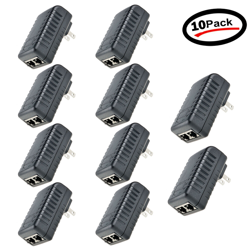 10X POE Injector 24V 1A Wall Plug Ethernet Adapter IP Phone Camera Power Supply