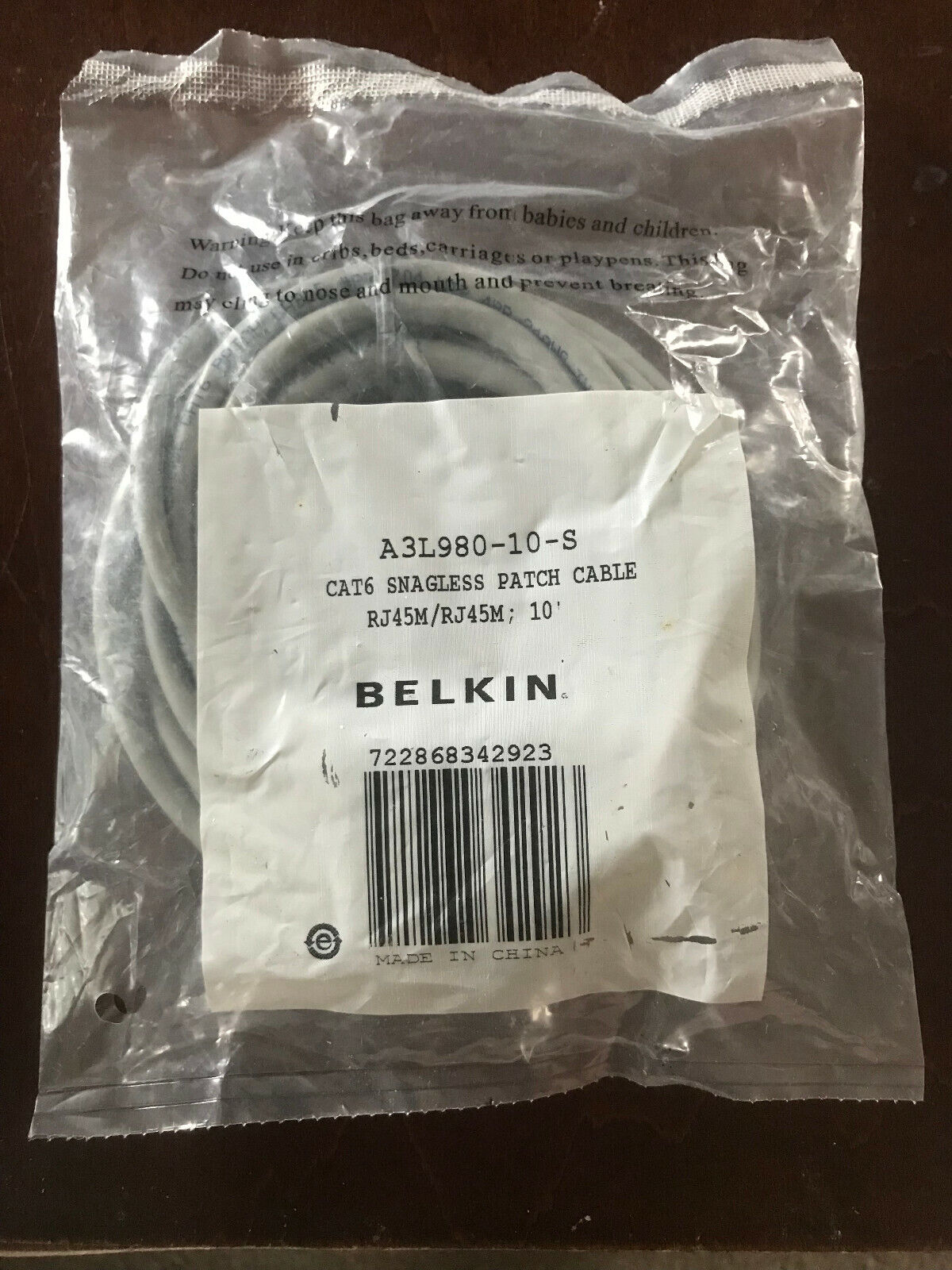 Belkin CAT6 Snagless RJ-45 10' Patch Cable (A3L980-10-S) - Brand New