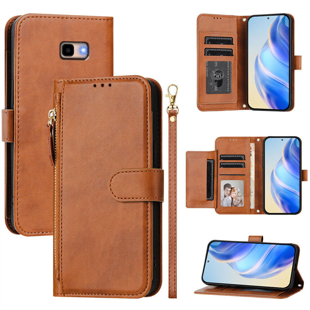 Zipper Leather Wallet Cover Case For Motorola G35 G G75 G57 G34 G17 E14 Edge 70