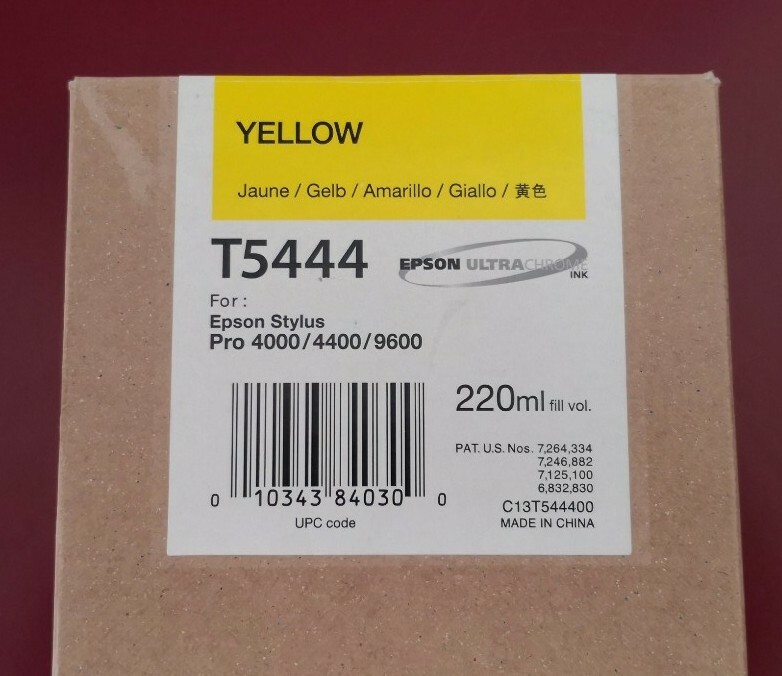 06-2020 New In Box Epson Genuine T5444 Yellow 220ml Ink Stylus 4000/4400/9600