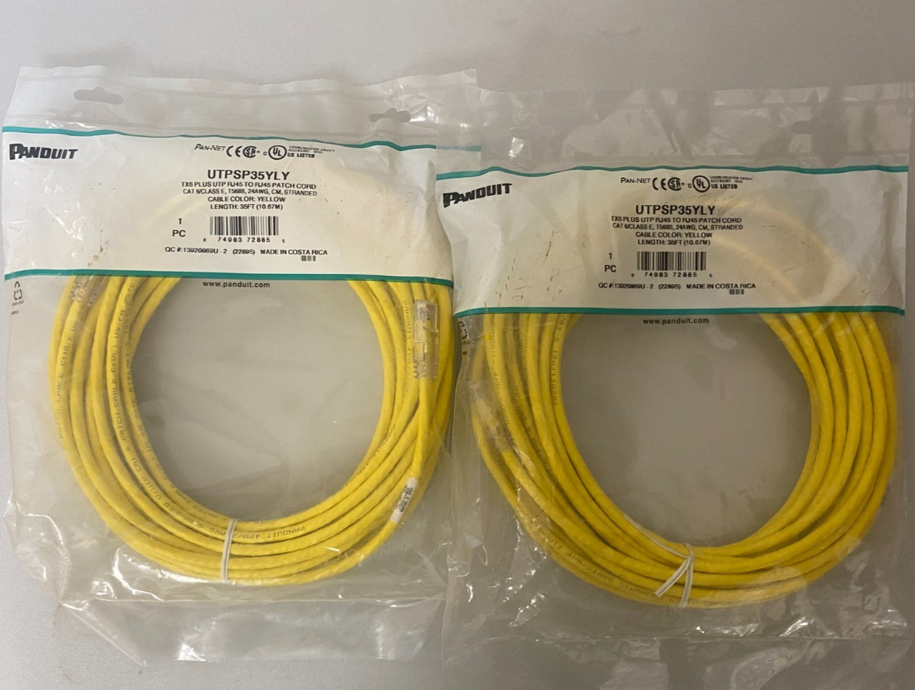 Panduit UTPSP35YLY Cord   |  35 FT  |  LOT OF 2