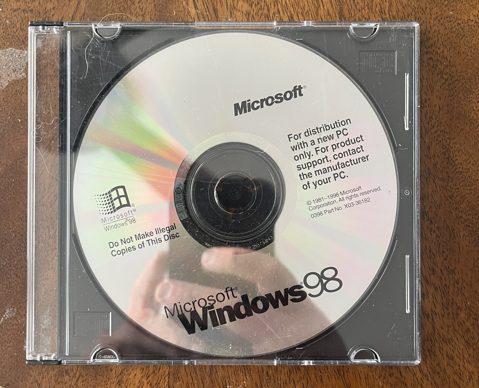 Microsoft Windows 98 OEM Installation CD X03-36182 1998 Vintage PC Software
