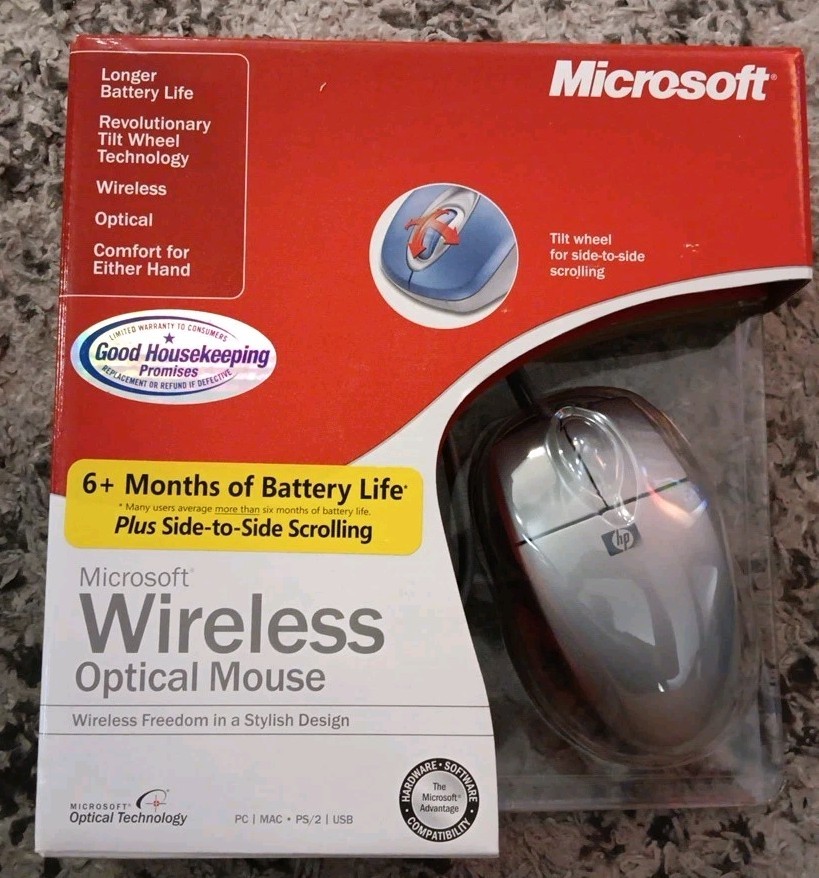 New Microsoft Wireless Optical Mouse 3000 Blue Mac/PC USB or PS/2 Model 1008