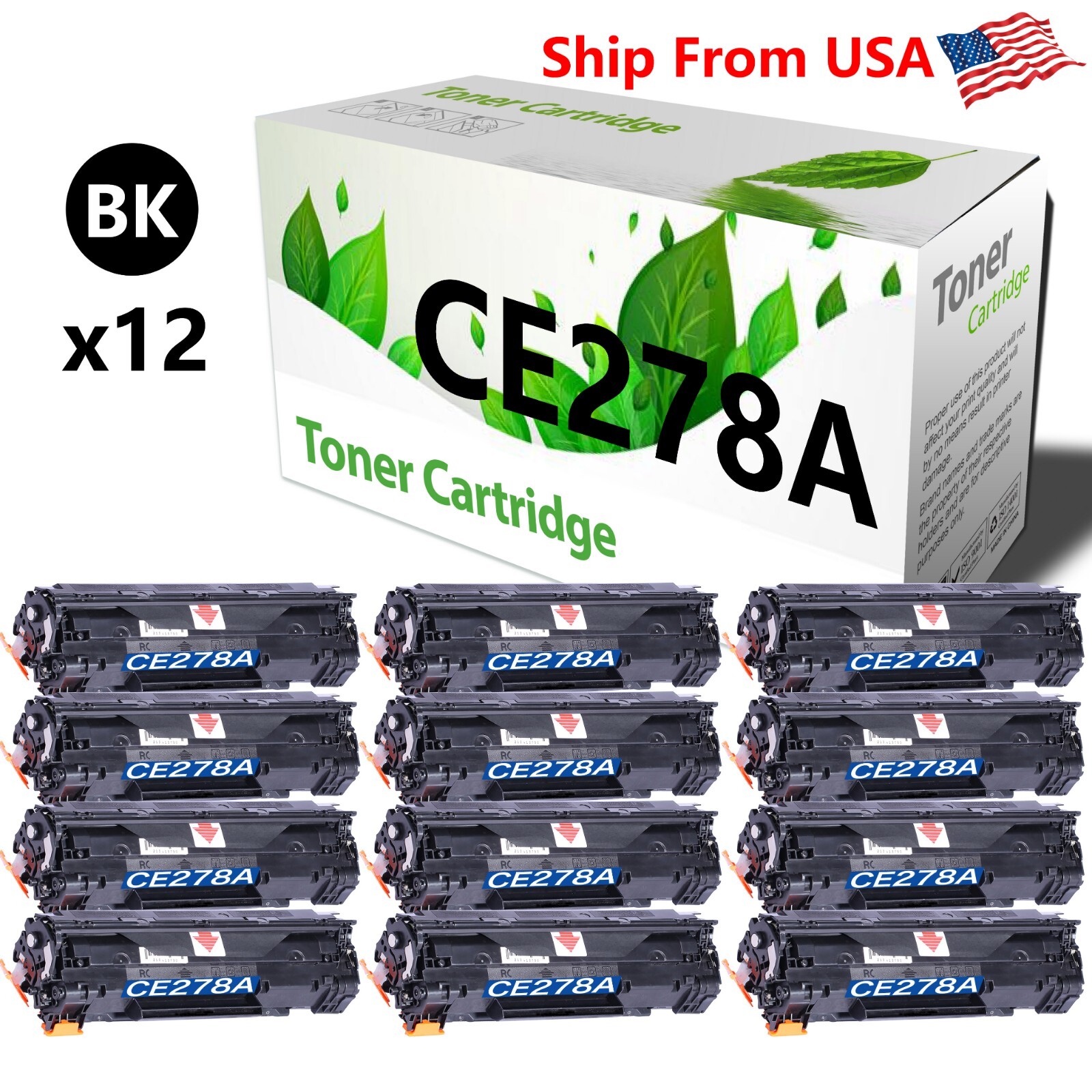 12-Pack CE278A 278A Black Toner Cartridge for Laser Jet P1566 M1530 Printer