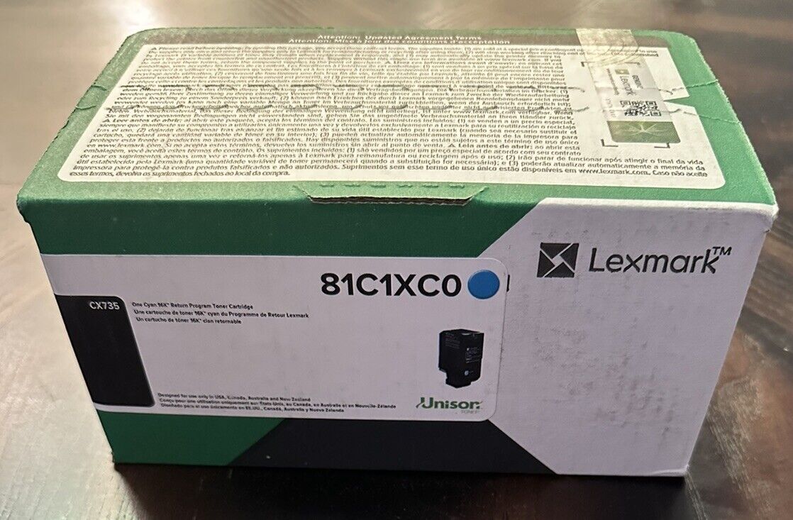 🔥NEW Genuine Lexmark Laser Toner Cartridge CX735 Cyan Pack 81C1XC0