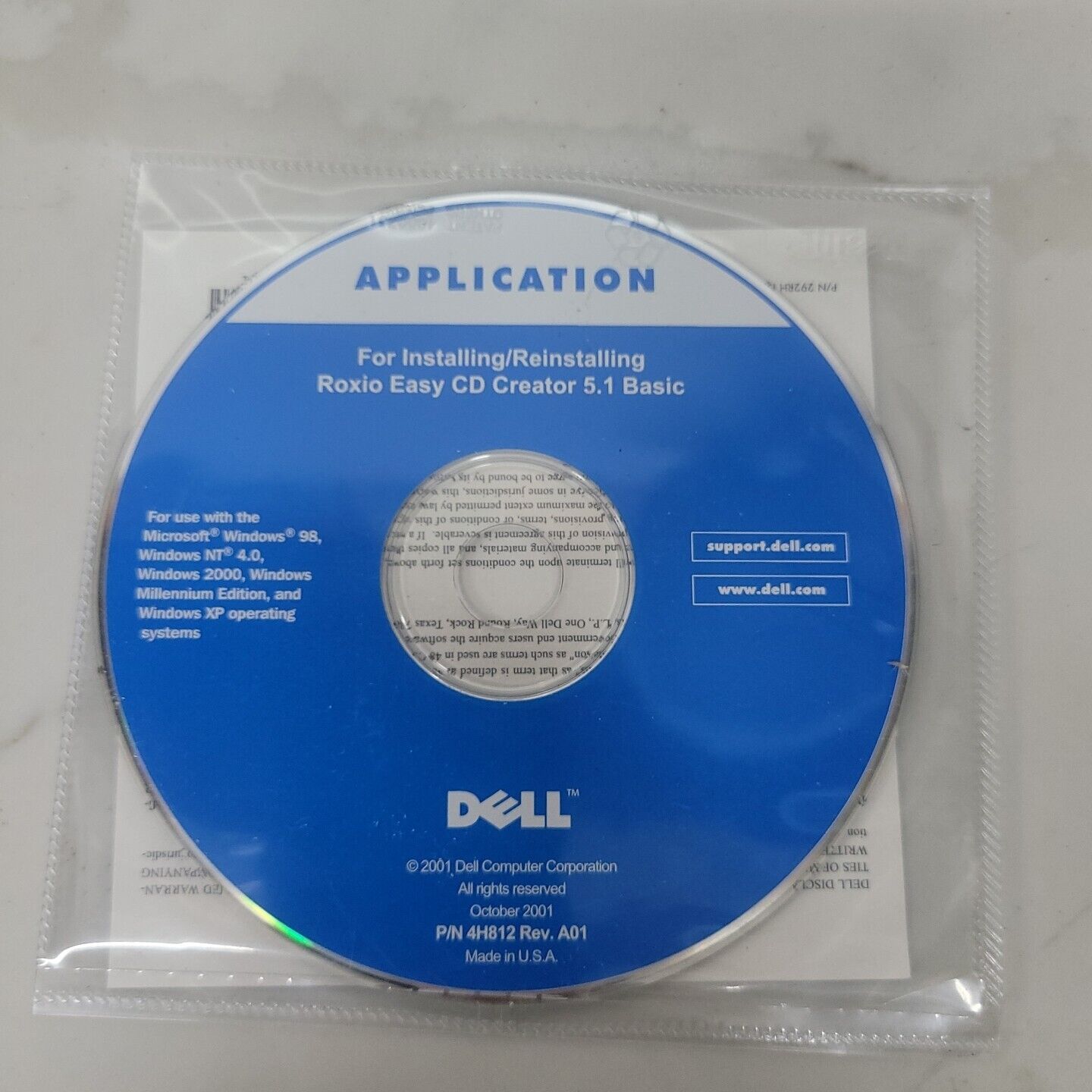 Dell Roxio Easy CD Creator 5.1 Basic Software Install/Reinstall CD Windows XP.