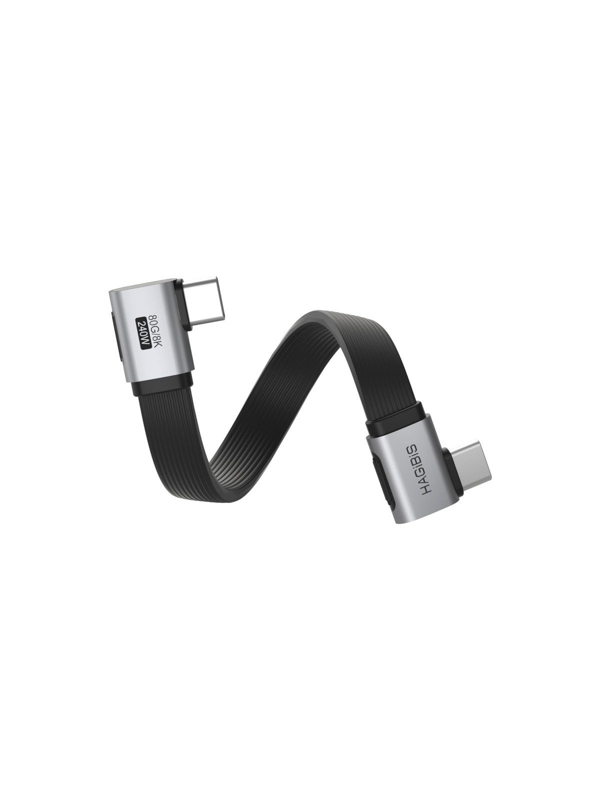 Hagibis 0.33ft 90 Degree USB4 Cable, 80Gbps Data Transfer, 10.06 cm, Grey