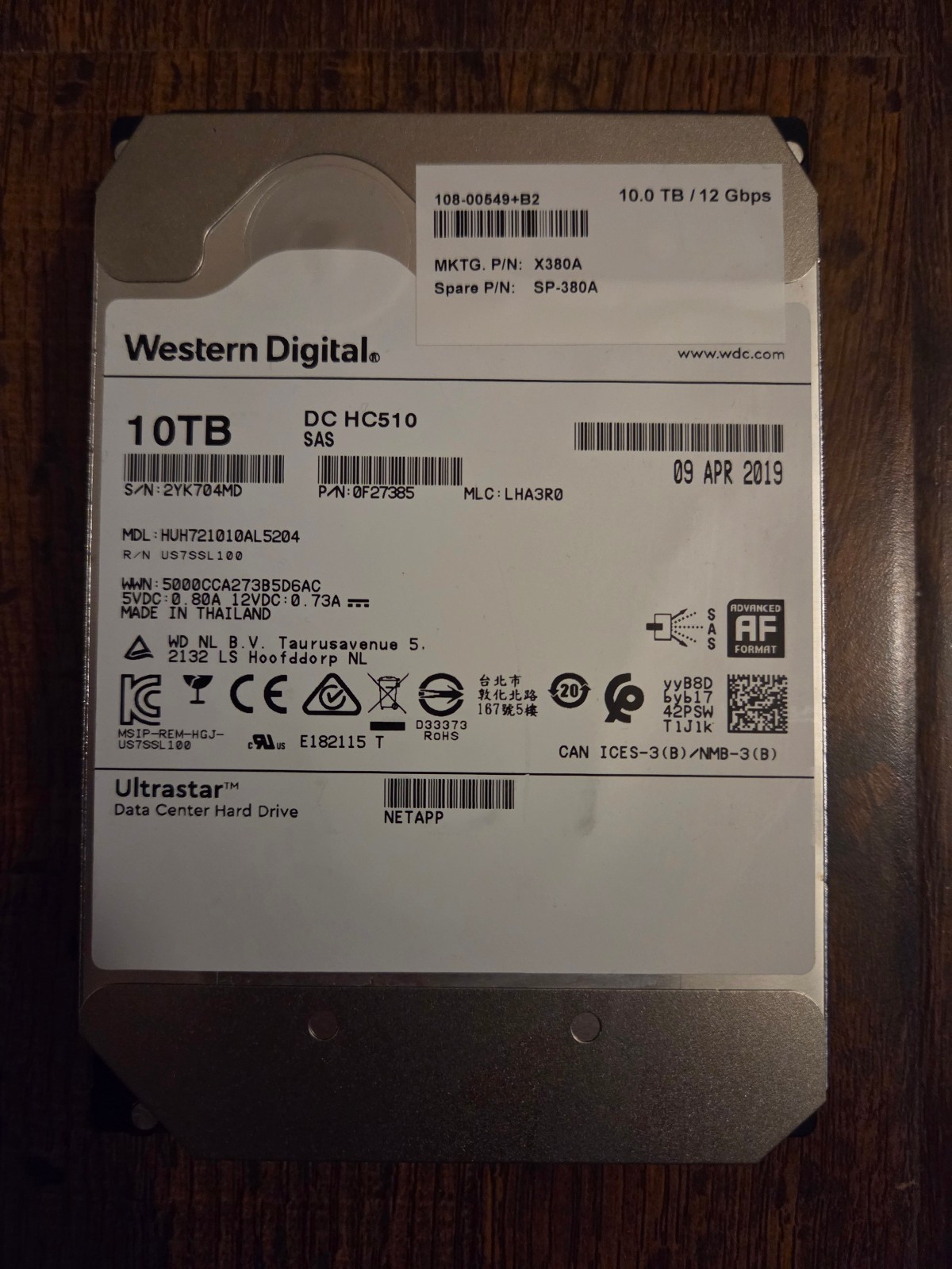 WD Ultrastar DC HC510 10TB 3.5" 12Gb/s SAS HDD NetApp HUH721010AL5204 512e #3