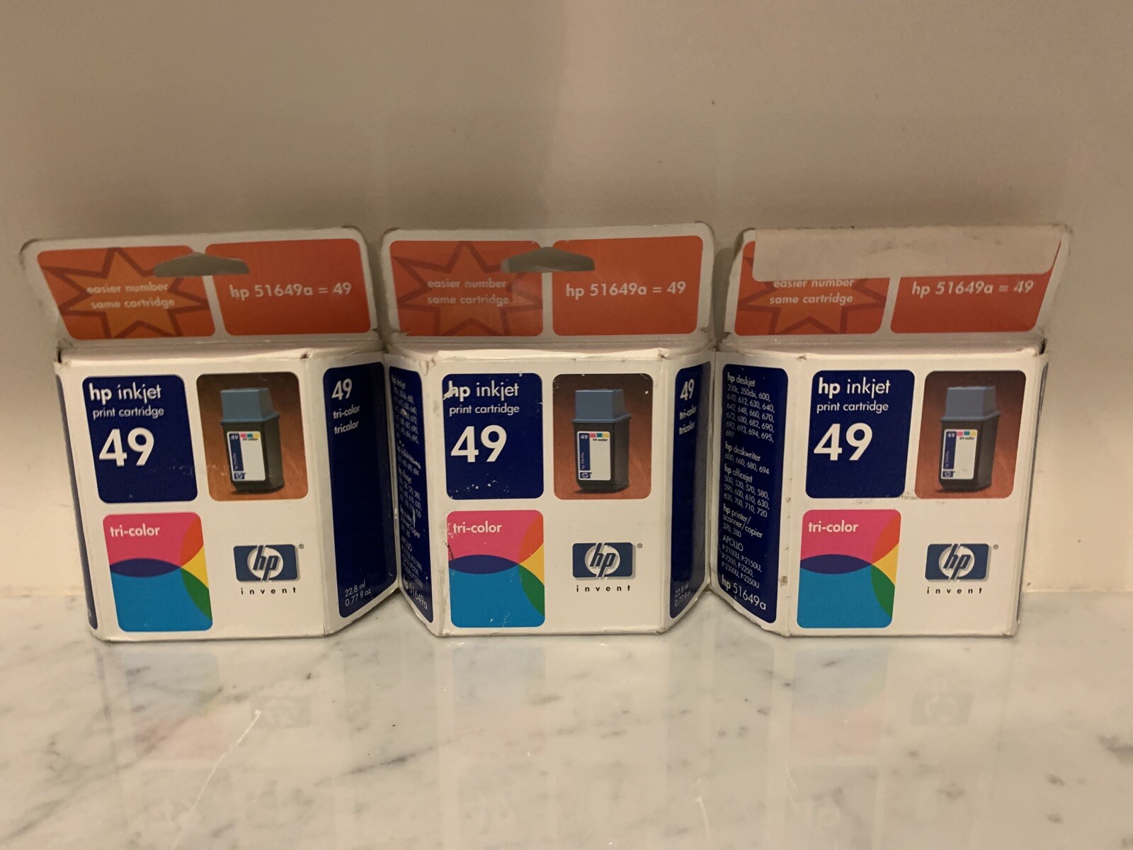 HP 49 Tri Color Printer Ink 51649A ( Lot Of 3) Exp Nov 2002