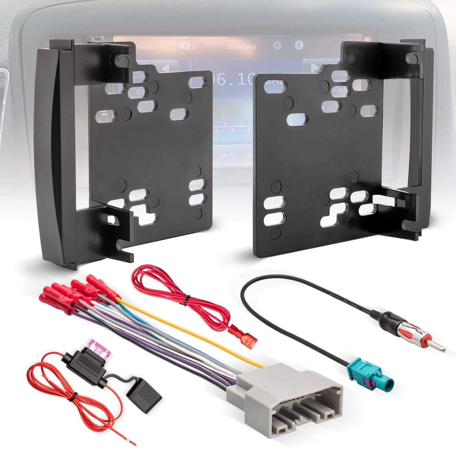 Double DIN Radio Installation Dash Kit W/Radio Wire Harness for 2007-2016 Dod...