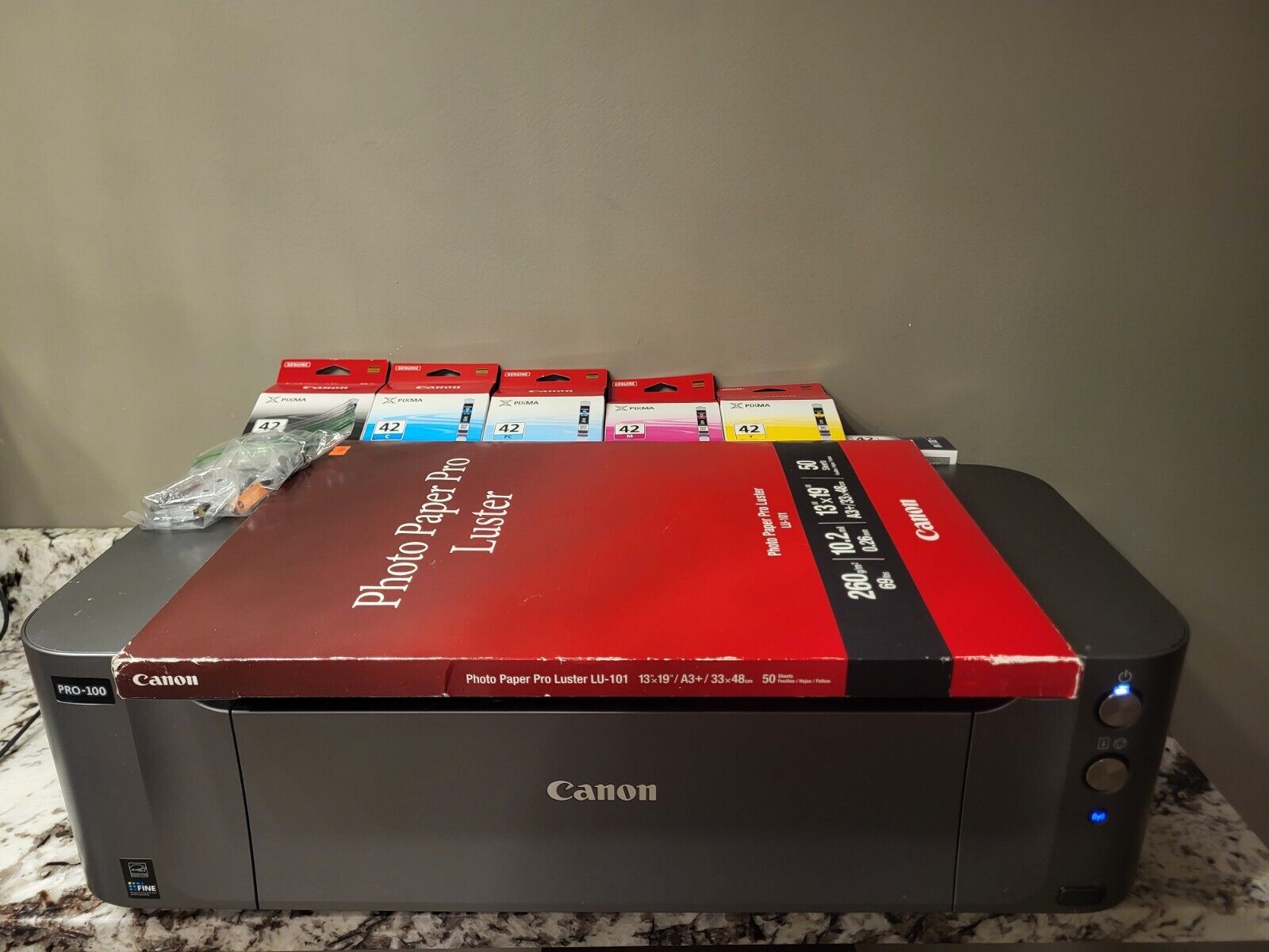 Canon Pixma Pro-100 Wireless Color Professional Inkjet Printer W Plenty Of Ink