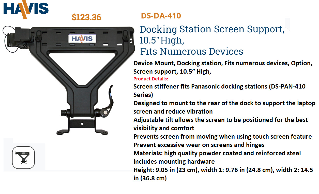 1x HAVIS SCREEN SUPPORT 10.5″ HIGH DS-DA-410 Panasonic dock (DS-PAN-410 Series)