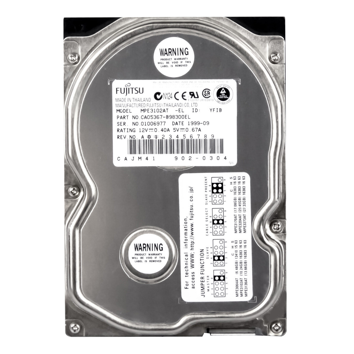 Fujitsu 10.2GB 5.4K ATA 3.5'' MPE3102AT