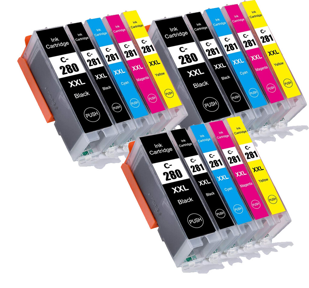 15PK XXL Printer Ink w/LED for PGI-280 CLI-281 Canon TS6320 TR8520 TR8620 TR8622