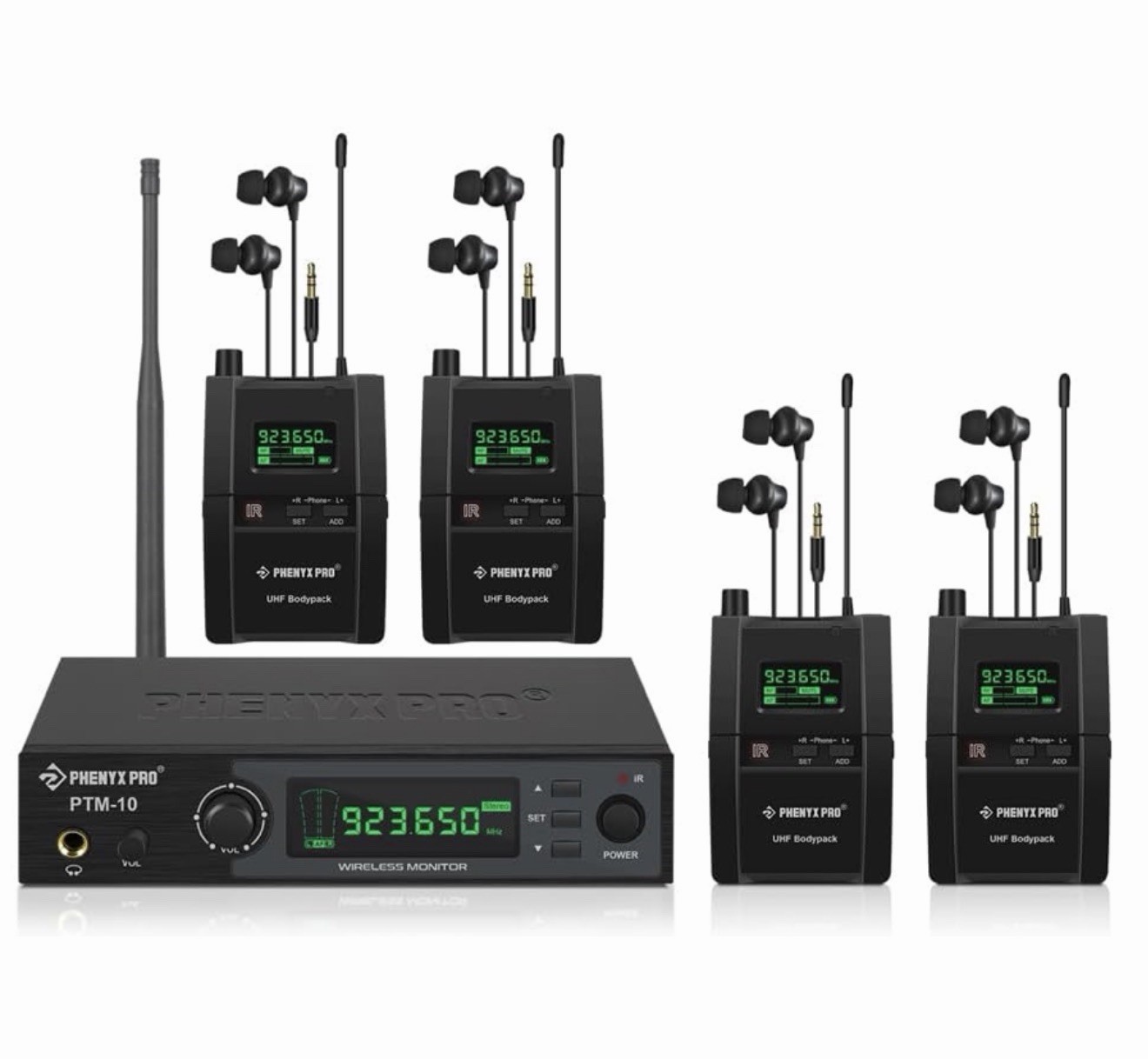 Phenyx Pro Wireless in-Ear Monitor System, Stereo IEM System PTM-10 4 Recievers