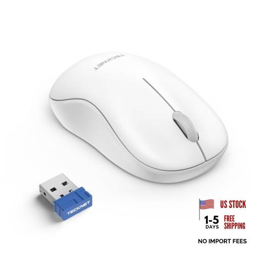 Portable Ambidextrous 2.4 GHz Wireless Mouse for Laptop- White