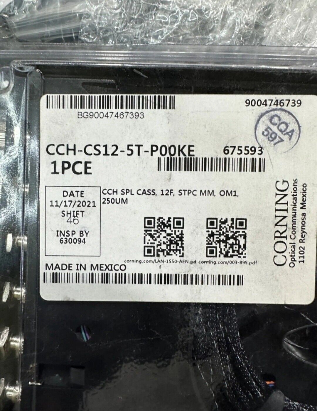 Corning CCH-CS12-5T-P00KE Splice Cassette ST MM OM1