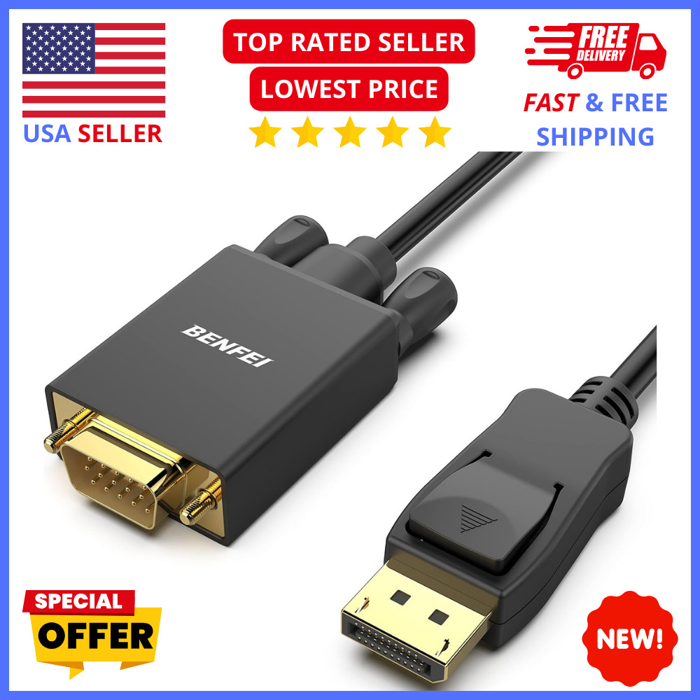 DisplayPort to VGA Cable, 6ft, High Performance for Laptop or Desktop to Monitor