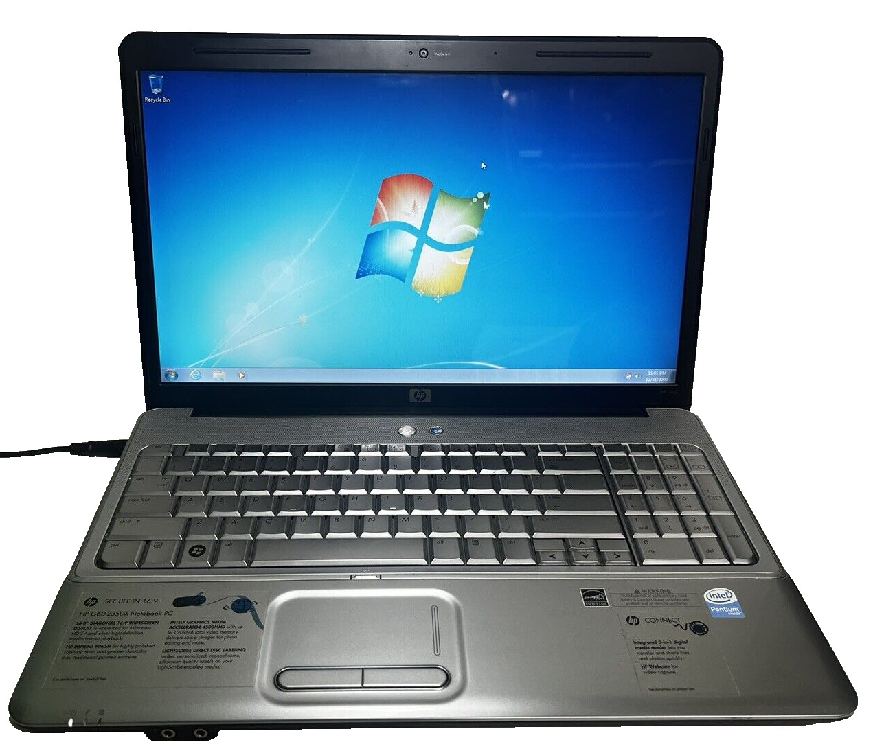 Hp G60-235DX Laptop Intel Pentium T4200 2.00GHz 4GB RAM 750GB HDD Windows 7