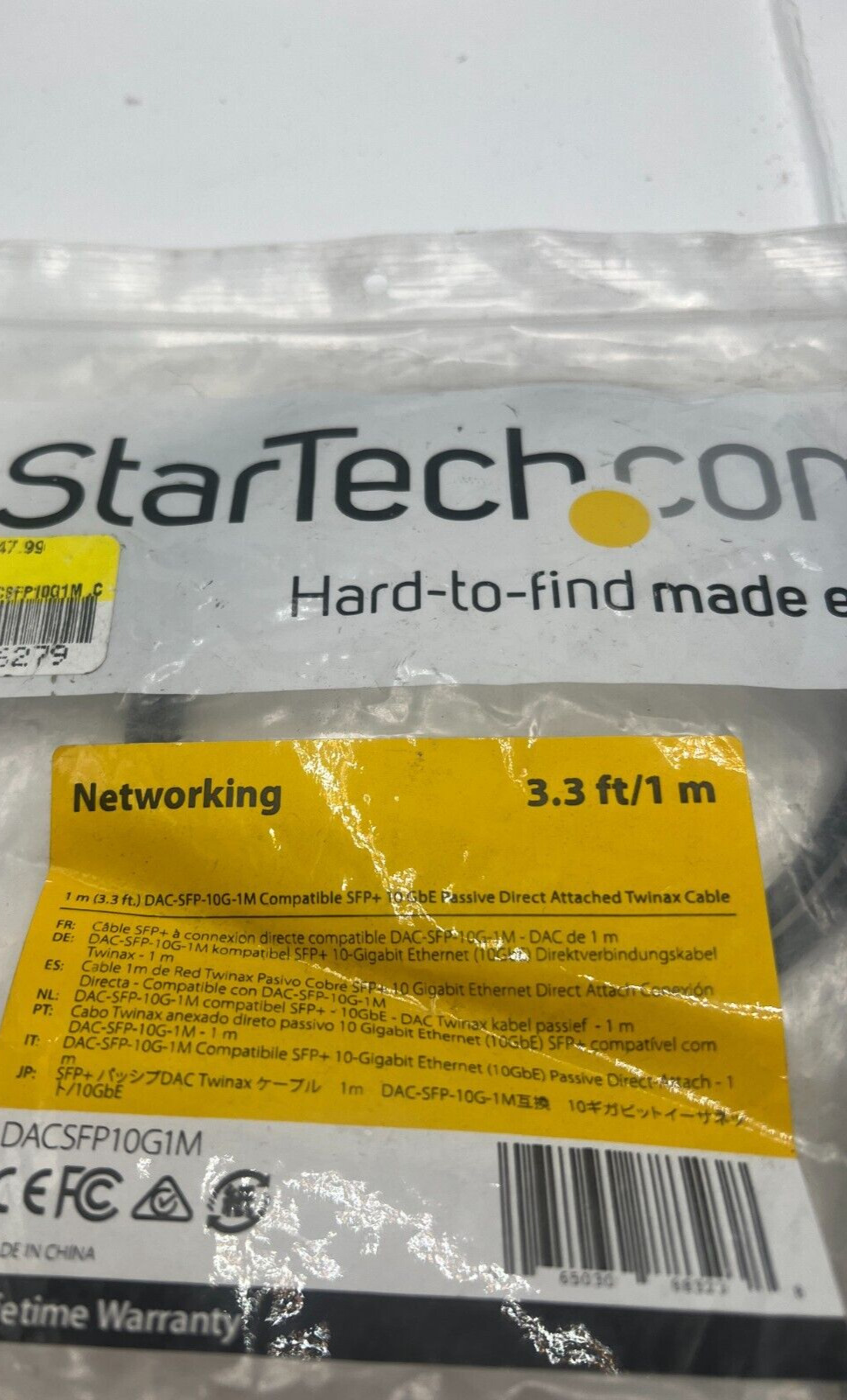 (QTY 1) StarTech DAC-SFP-10G-1M 1M Direct Attach Cable - FAST SHIPPING