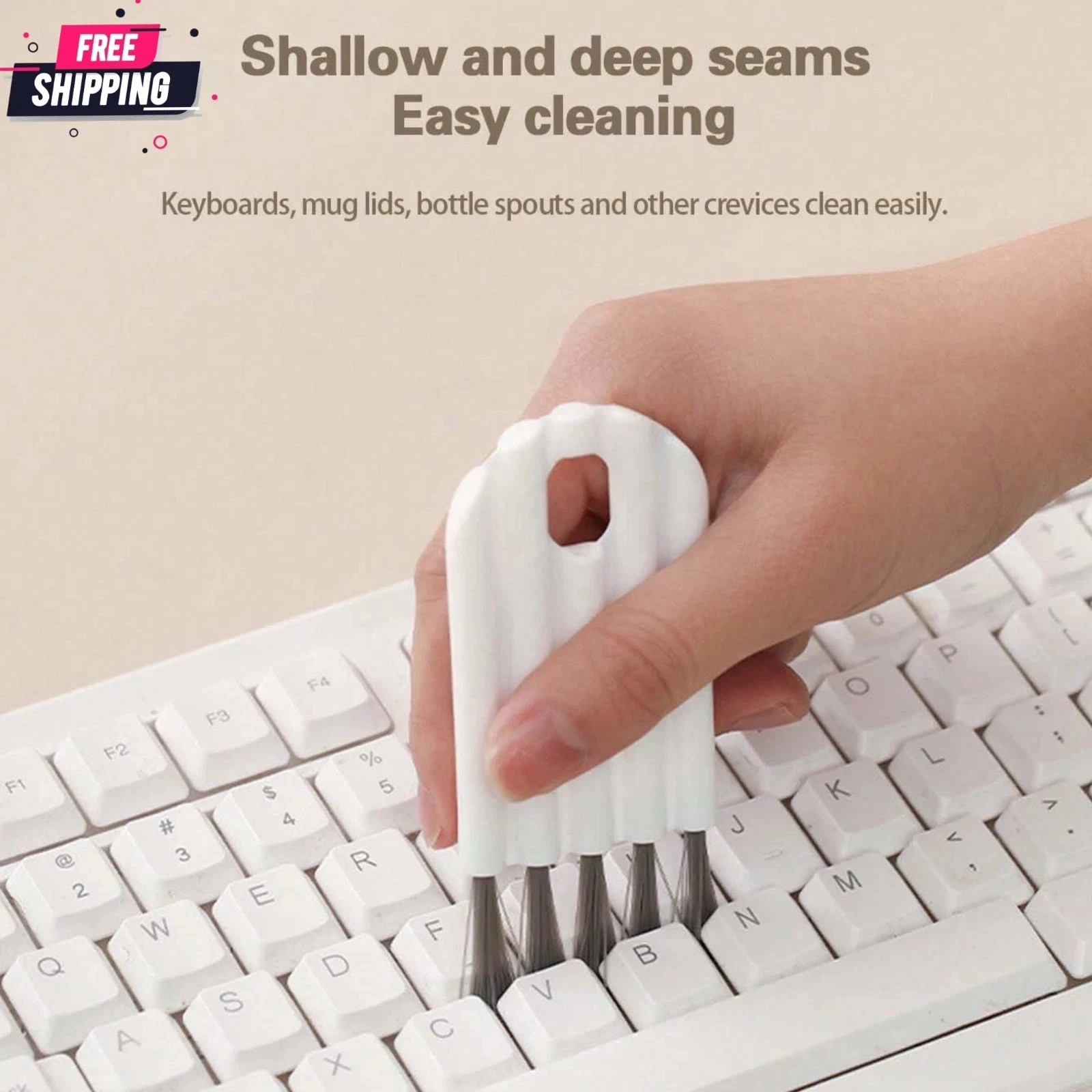 1Pc White Soft Keyboard Cleaning Brush Bendable Computer Dust Cleaner Tool