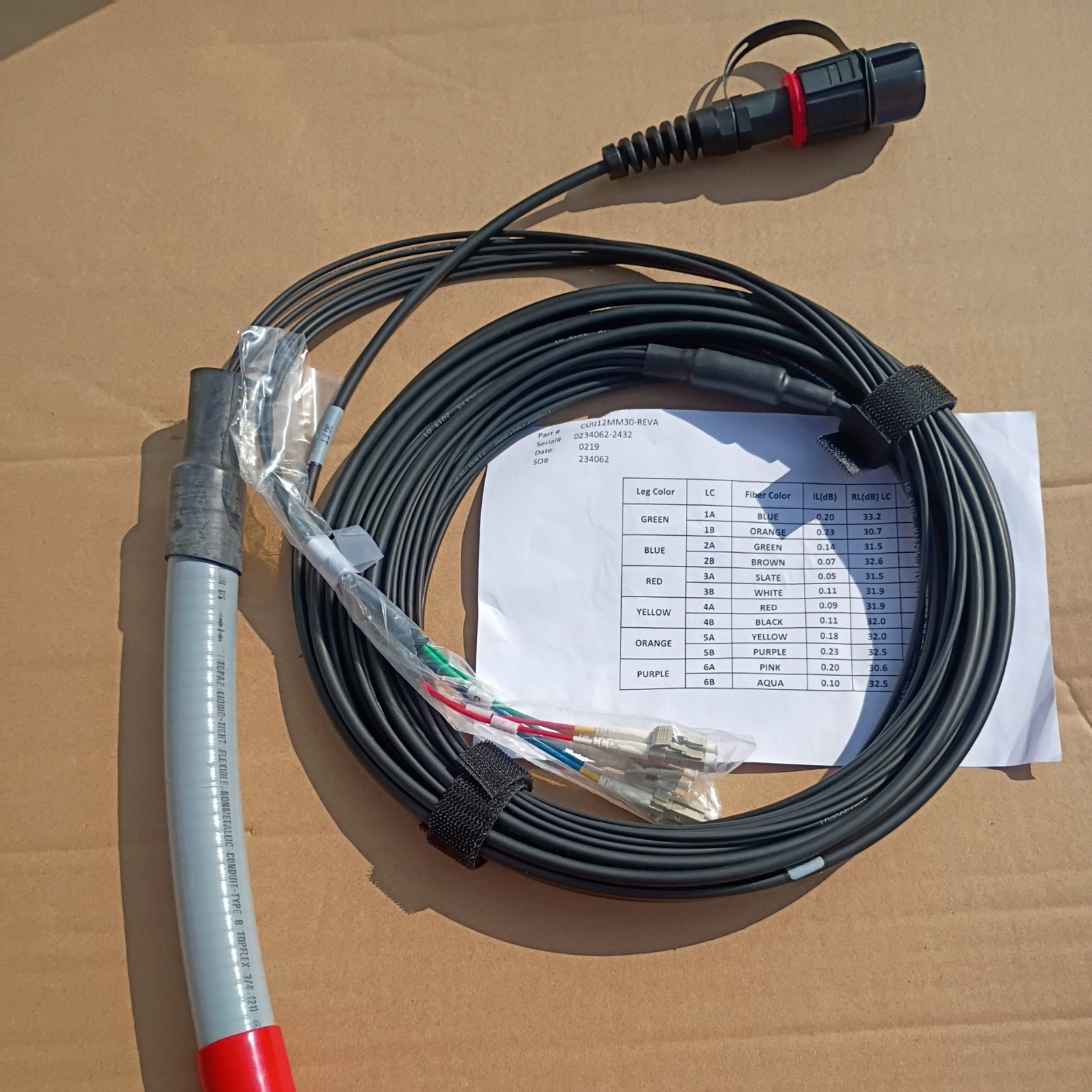 SENKO OM3 MPO to 12 LC Fiber Cable 30FT Armored LSZH 50um MMF