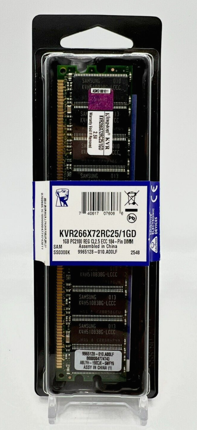 Kingston ValueRAM KVR266X72RC25/1GD 1GB DDR Registered ECC PC2100 Desktop Memory