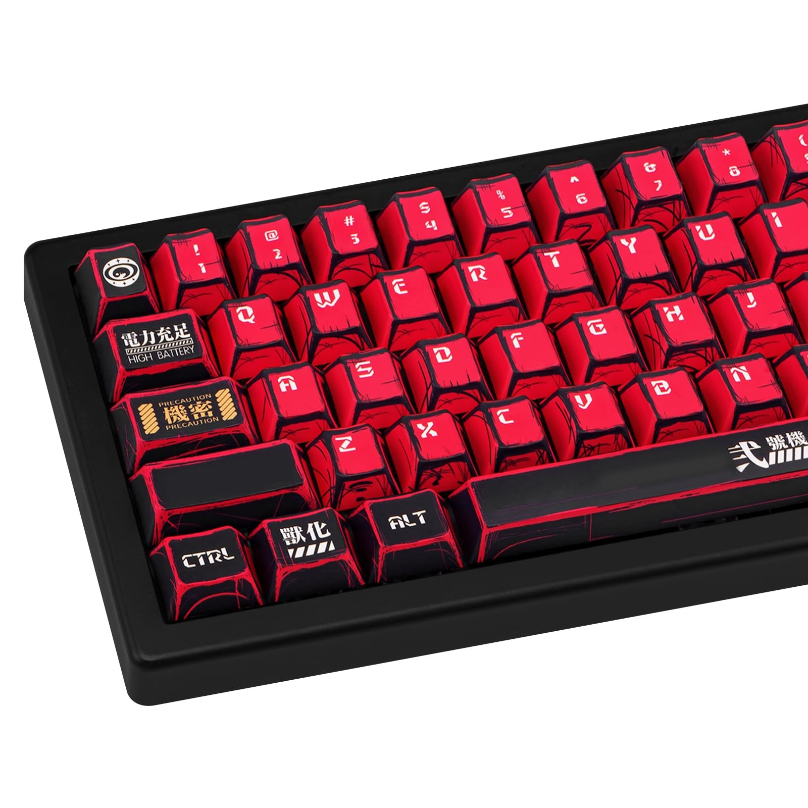 135 Keys Red Black PBT Keycaps Set Cherry Profile Manga Japanese ANSI Layout