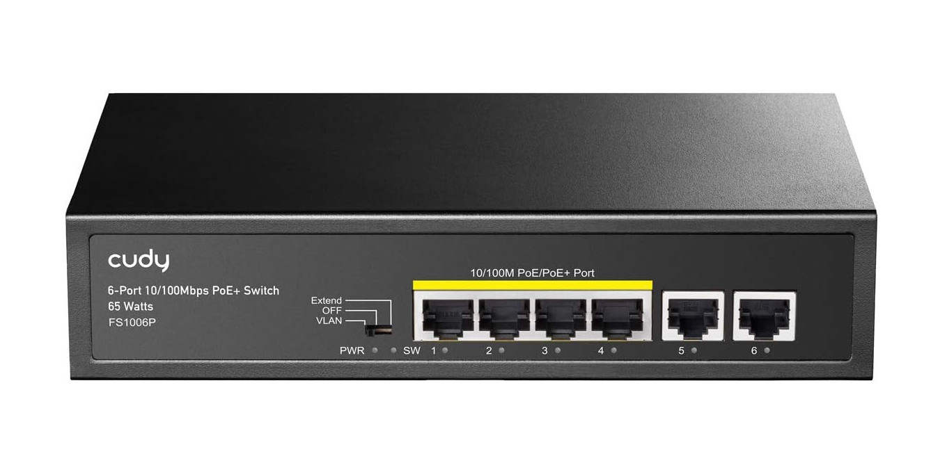 Cudy FS1006P 6-Port 10/100M PoE Switch 60W, 4 PoE Ports, CCTV Mode (Transmit Dis