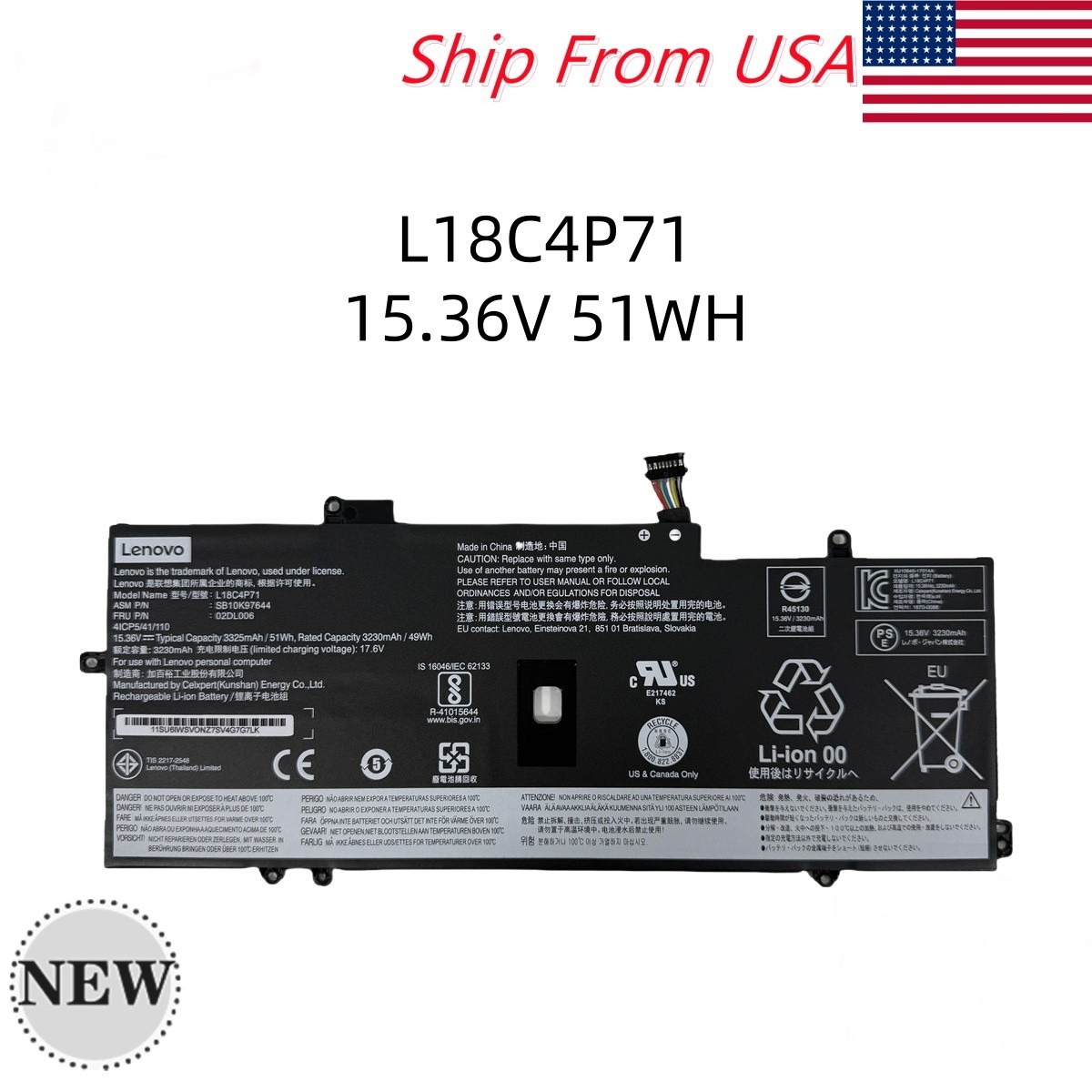 NEW OEM Genuine 51WH L18C4P71 Battery For Lenovo ThinkPad X1 Carbon 7th/8th Gen