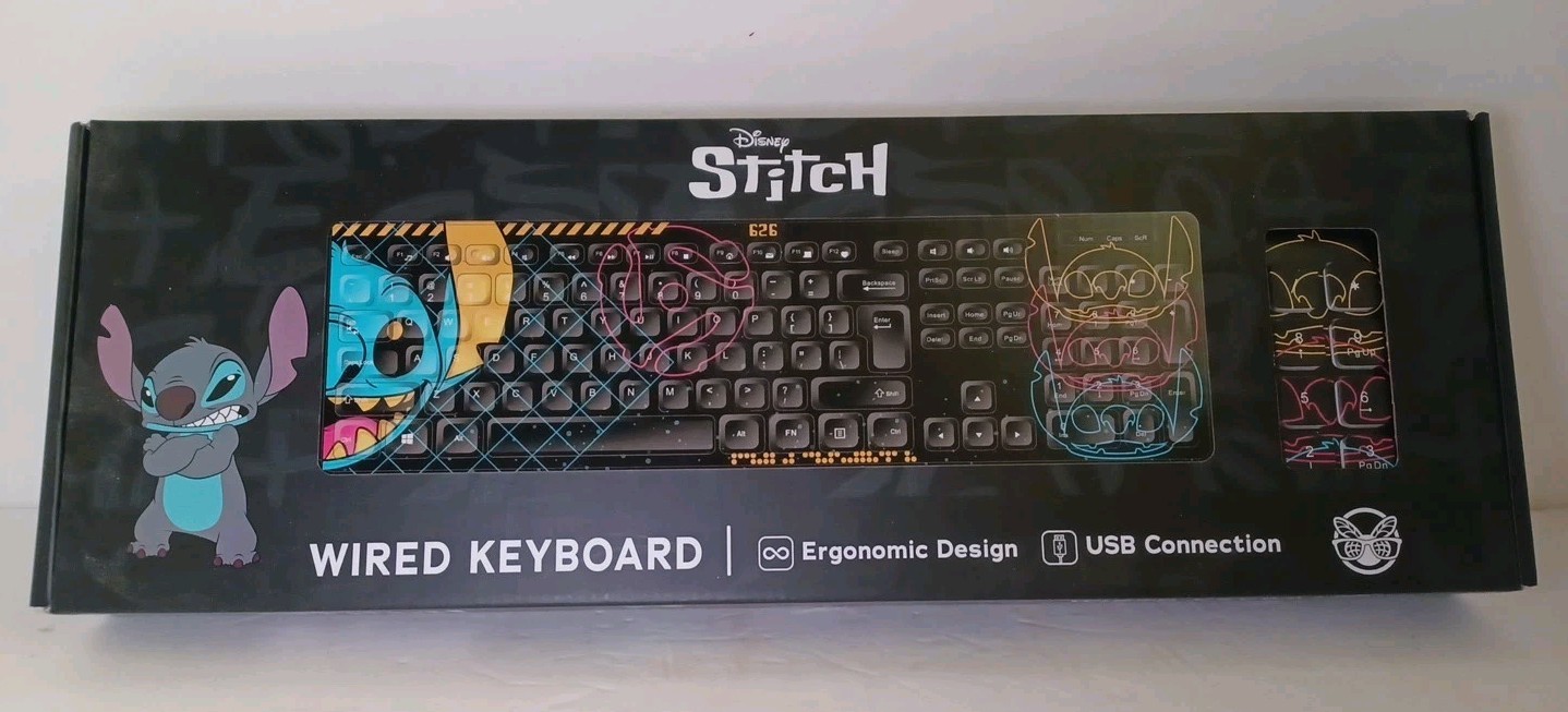 Culturefly Disney Lilo Stitch Wired Soft Touch Keyboard Computer Black