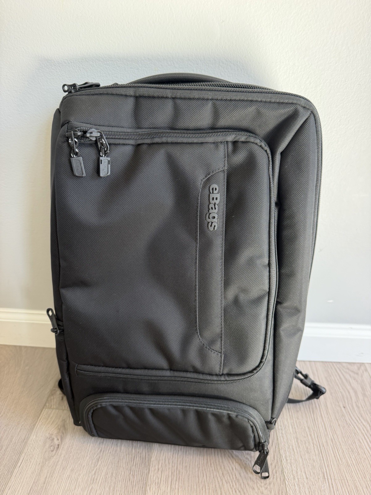 eBags Black Pro Slim Laptop Backpack Professional Weekender Travel Bag.