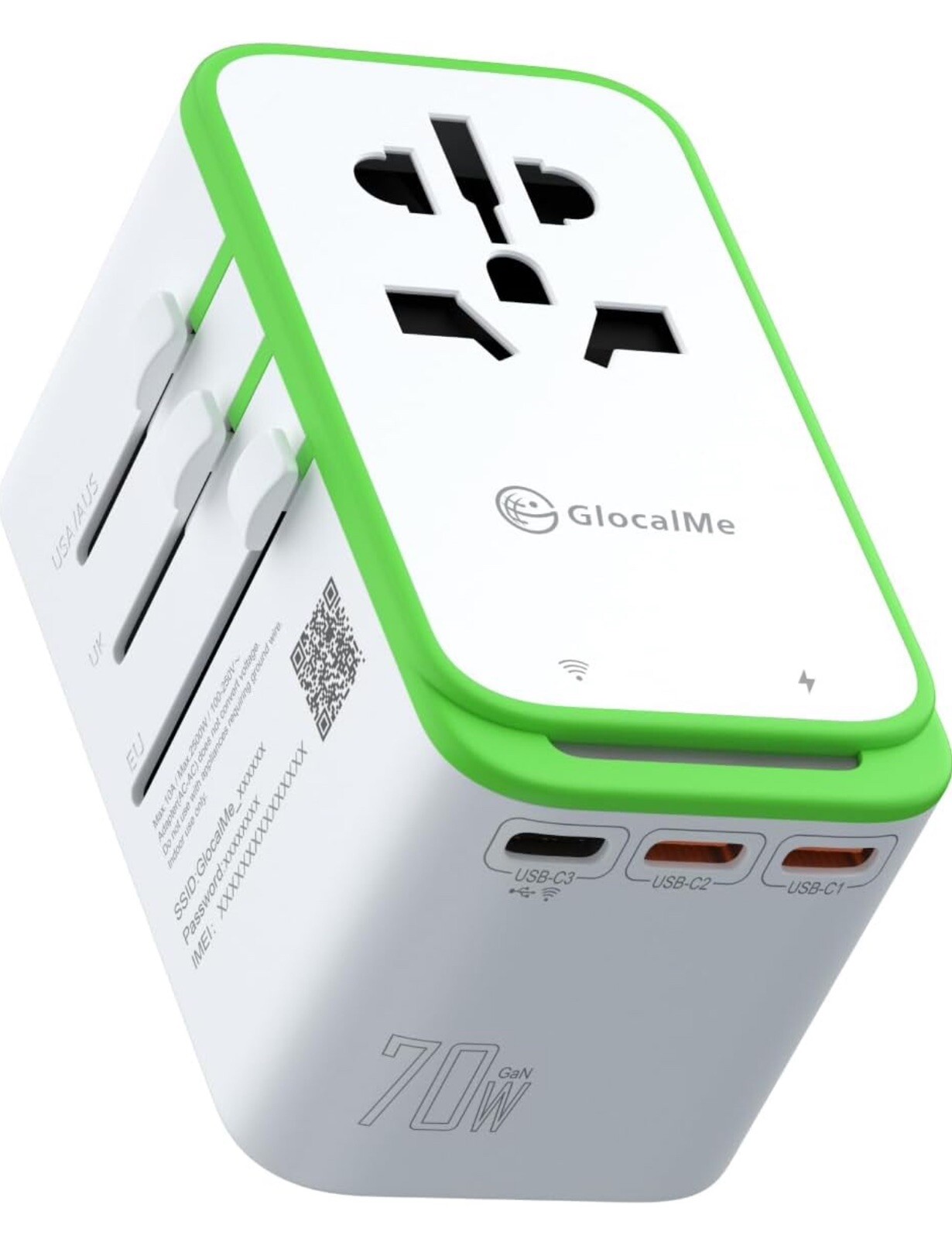 GlocalMe RoamPlug Universal Travel Adapter with 4G WiFi Mobile Hotspot