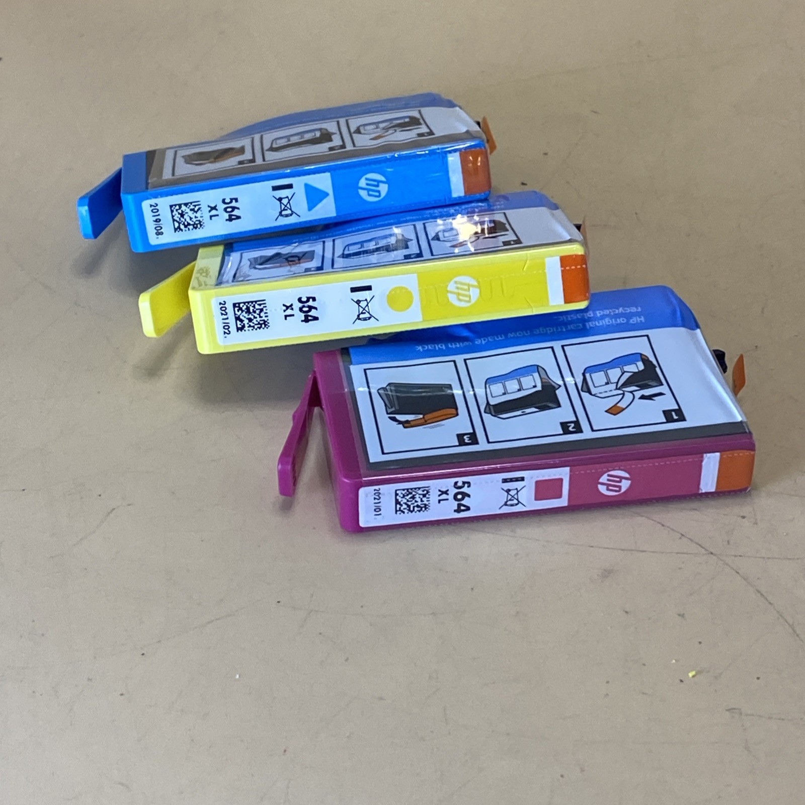 HP 564XL  Ink Cartridge  Genuine – blue Yellow magenta  1 each Exp.2019/2021
