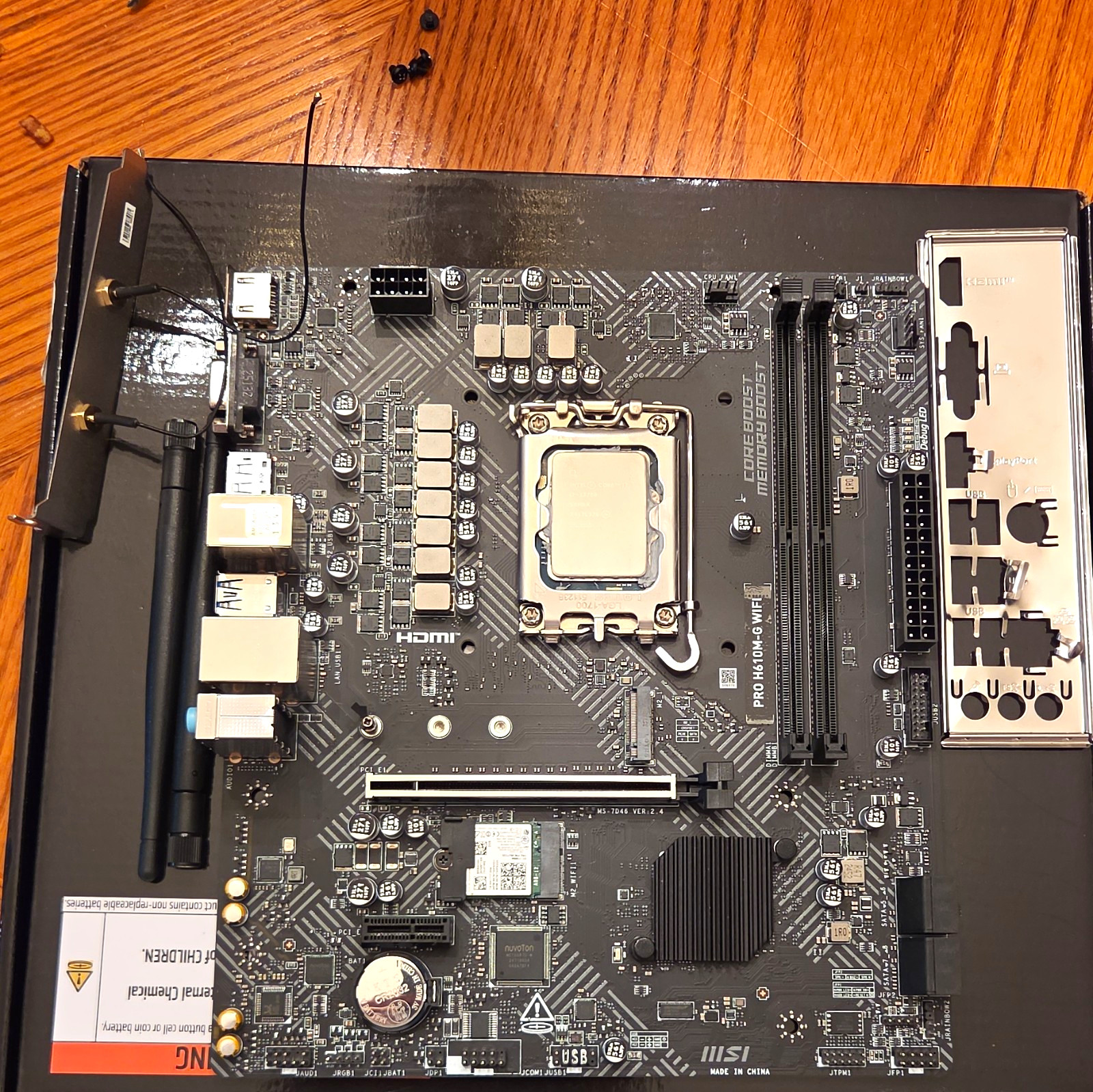 MSI PRO H610M-G WIFI MicroATX LGA1700 DDR5 Motherboard + Core i7-13700