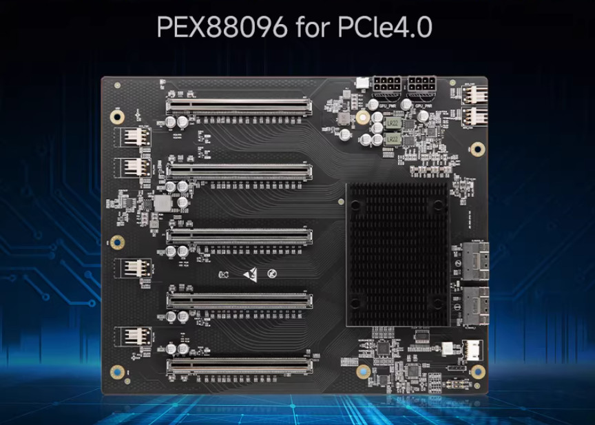 PLX88096 5-card Expansion Baseboard PCIe 4.0 No Splitting for Graphics Card