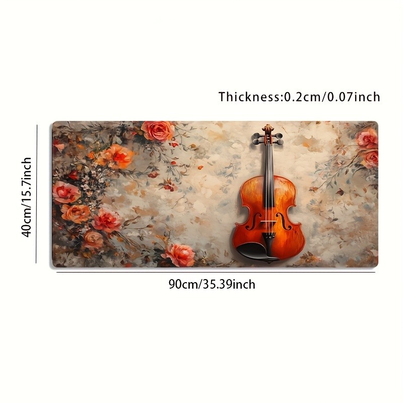 A Large Gaming Mouse Pad Featuring a Vintage Oil Painting Design of Violin Flo