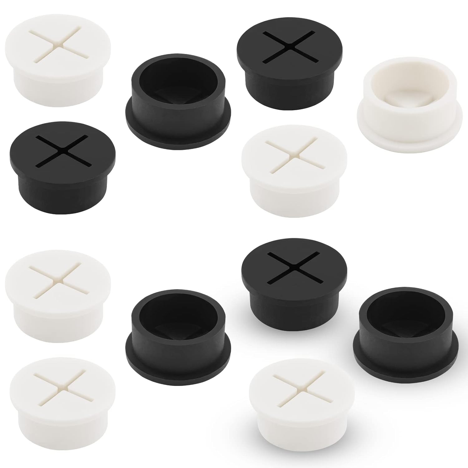 12Pcs 1 Inch Cable Grommet, Flexible Desk Grommet, Cable Cord Hole Plug Wire ...