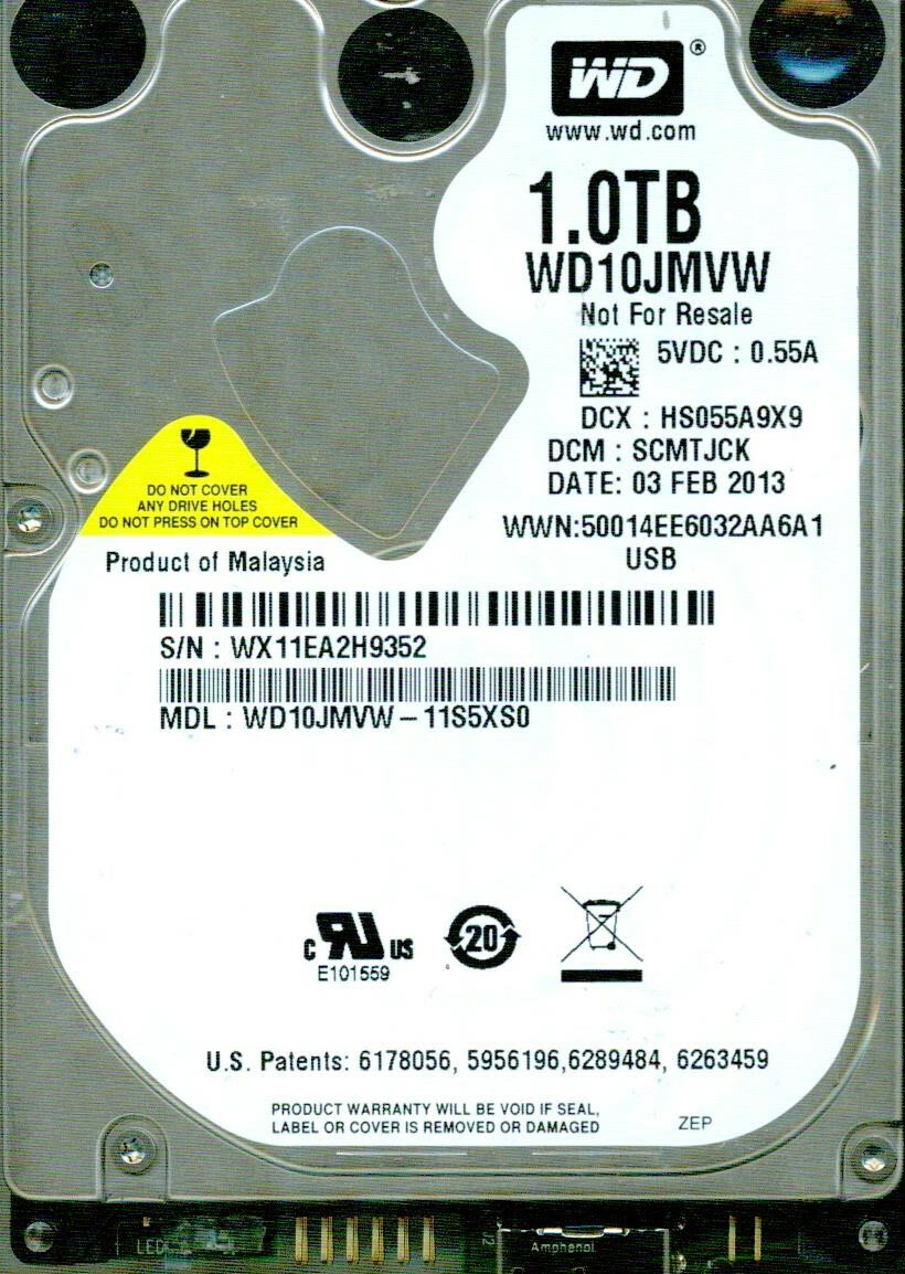 WD10JMVW-11S5XS0  DCM: SCMTJCK, WESTERN DIGITAL USB3 1TB  WX11 FEB 2013