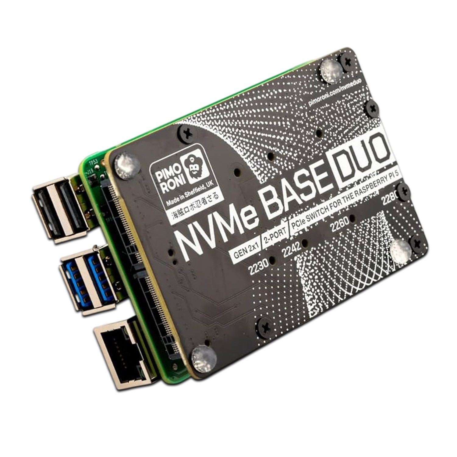 Pimoroni NVMe Base Duo for Raspberry Pi 5 M.2 HAT PCIe Extension Board  PIM704