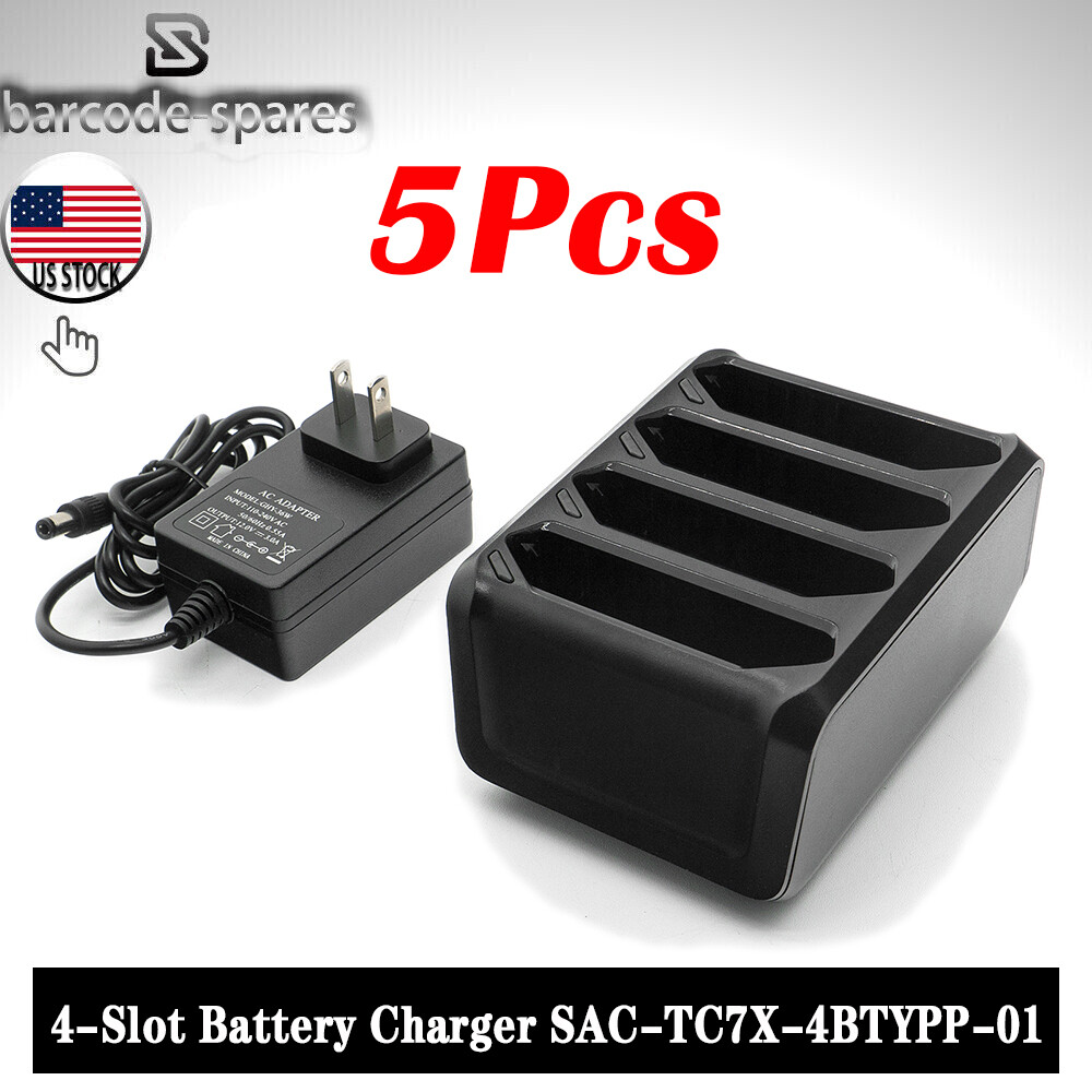 5PCS 4-Slot Battery Charger for Zebra TC70 TC72 TC75 TC77 SAC-TC7X-4BTYPP-01