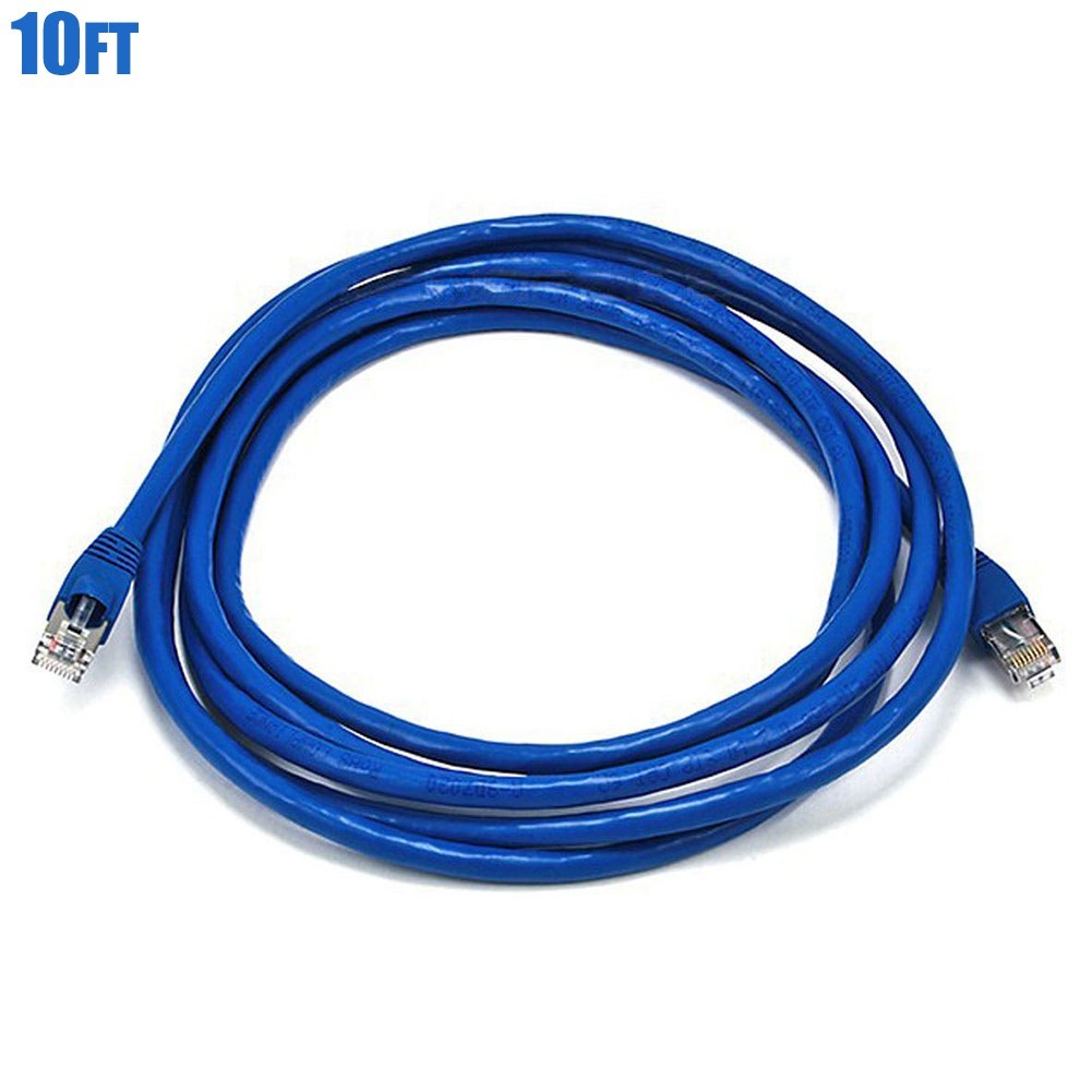 10-100FT Cat6A RJ45 Network Ethernet Shielded Patch Cable Copper 26AWG Blue LOT
